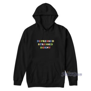 Depressed Stressed Horny Funny Retro Aesthetic Hoodie